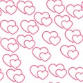 Pink hearts on white background. Seamless vector romantic love valentine pattern.